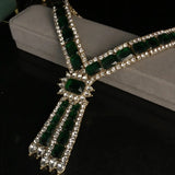 Emerald rhinestone exquisite fashion necklace earrings full of diamond high-end sweater chain earrings medieval all-match jewelr