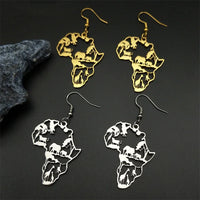 New fashion African map animal logo hollow stainless steel earrings pendant necklace set accessories temperament everything coll