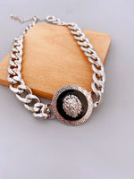 Exaggerated Lion Head Pendant Short Necklace, Zinc Alloy Jewelry choker necklace for women
