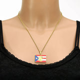 2024 New fashion stainless steel Puerto Rico Flag necklace for women and men couples ethnic style accessory collarbone chain ann