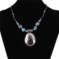 Ethnic Antique Silver Color Moon Choker Necklaces for Women Boho Turquoise Necklace Girls Party Jewelry Gifts