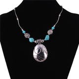 Ethnic Antique Silver Color Moon Choker Necklaces for Women Boho Turquoise Necklace Girls Party Jewelry Gifts