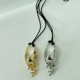 2024 New Fashion Metal Conch Pendant Leather Rope Strap Necklace for Women Girls Long Style Accessories Party Jewelry
