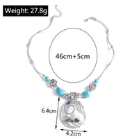 Ethnic Antique Silver Color Moon Choker Necklaces for Women Boho Turquoise Necklace Girls Party Jewelry Gifts