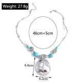 Ethnic Antique Silver Color Moon Choker Necklaces for Women Boho Turquoise Necklace Girls Party Jewelry Gifts