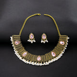 Luxury Elegant Crystal Wedding Jewelry Set Women Vintage Water Drop Earring Necklace Set Indian Gold Color Bijoux Bride Gift