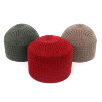 1pc Men's Casual Knitted Muslim Women Prayer Hats Winter Warm Beanies Cap Islamic Ramadan