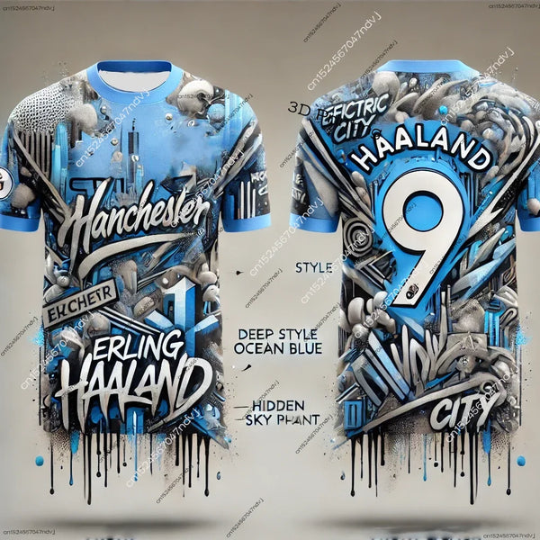 Haaland 3D Print Sport Quick Dry Breathable Men Tshirt Football Jersey Team Uniform Adult Baby Parentchild Boy Girl Short Sleeve