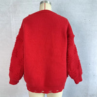 Christmas Sweater Women 2024 Korean Style O Neck Casual Loose Jumper Women Chic O Neck Peark Bow New Year Sweater Knitwear