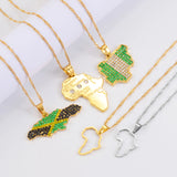 Anniyo Color Flag Nigeria Jamaica With Rhinestone Africa Maps Pendant Necklaces Ethnic Jewelry #122721