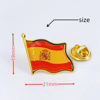 Spain Flag Lapel Pin -Country Flag Patriotic Brooch Bulk Pack of Pins for Hat, Tie, Clothes, Backpack