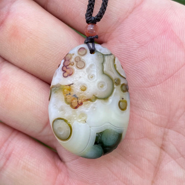 Natural Gobi Agate Pendant Alxa Eye Rock Rough Polished Energy Crystal Quartz Necklace Reiki Healing Stone Decor Gift