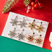 Delicate Multicolor Christmas Snowflake Stud Earrings for Women Zircon Pearl Dangle Piercing Earrings Girl New Year Party Gifts