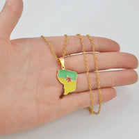 Anniyo French Guiana Map Pendant Necklaces Stainless Steel Guyane Jewelry #004562