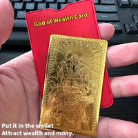 Elegant Golden Foil God of Wealth Card - Luxurious Amulet for Prosperity & Good Fortune, Ideal New Year Gift for Friends &Family