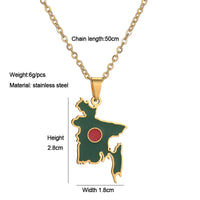 2024 new fashion stainless steel vintage dripping oil Bangladesh map pendant necklace temperament everything collarbone chain bi