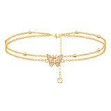 Women's Charm Metal Pearl Anklet Golden Multilayer Foot Chain Bohemia Fashion Rhinestone Ankle Bracelet Beach Jewelry Accessory