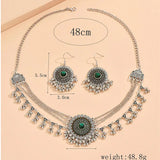 New Rhinestone Jewelry Sets Metal Beads Tassel Multilayer Necklace Earrings Set For Women Bijoux Statement Collar Necklace Set
