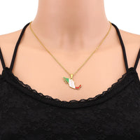 New fashion stainless steel Mexico map and flag necklace men's and women's couples temperament all matching sweater chain access