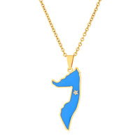 2024 New fashion stainless steel Somali drip oil map necklace for women and men couples ethnic style accessory collarbone chain