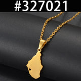 Anniyo Heart Montserrat Map Pendant Chain Necklaces Stainless Steel Jewelry United Kingdom @327021