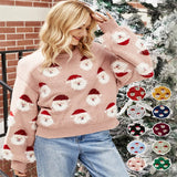 2024 Autumn and Winter New Christmas Outfit Old Man's Head Knitted Sweater European and American Women's Pullover Christmas