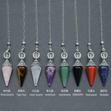 Natural Stone Crystal Reiki Pendulum Rose Quartz Amethysts Hexagonal Cone Shape Charm for Jewelry Making Necklace Accessories