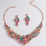 3PC Women's Wedding Season Fashion Luxury Flower Necklace Earrings Jewelry Set Suitable for Wedding Parties and Festival Gifts