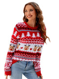 Christmas Knitwears Sweater Women Autumn And Winter New O Neck Long Sleeve Printed Fashion Casual Knitted Pullovers Feminina Top