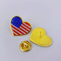 Heart Shaped American Flag Lapel Pin - Enamel Patriotic Badge for Suit Blazer - USA Flag Pins Bulk