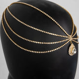 2024 Trend Bohemian Style Fashion Droplets Shine Rhinestone Headwear Wedding Bride Hair Chain And Ornamental Chain