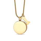 Personalized Round Paw Print Urn Necklace for Ashes Custom  Stainless Steel Cremation Jewelry with Dog Bone Memorial Pendant