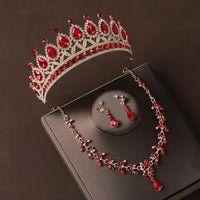 4 Pcs/Set Baroque Rhinestone Bridal Jewelry Set for Brides Wedding Headpieces Ladies Event Evening Ball Accessories