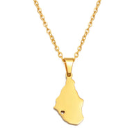 Anniyo Heart Montserrat Map Pendant Chain Necklaces Stainless Steel Jewelry United Kingdom @327021