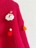 Handmade Decorative Christmas Sweaters Women Fashion Cute O Neck Long Sleeve Knitted Pullover Sweater Female Autumn Winter New