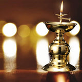 Ghee Lamp Holder Golden Cup Tibetan Oil Lamp Holder Flower Shape Tea Light Candle Holder Stand for Party Wedding Decoration