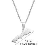 Anniyo 3.2cm Morocco Map Pendant Necklaces Africa Maroc Jewelry Stainless Steel Material #368121