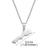 Anniyo 3.2cm Morocco Map Pendant Necklaces Africa Maroc Jewelry Stainless Steel Material #368121