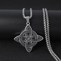 Exquisite Stainless Steel Pattern Witch Knot Pendant Necklace Celtic Knot Lucky Jewelry Christmas Gift for Friends and Family