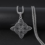 Exquisite Stainless Steel Pattern Witch Knot Pendant Necklace Celtic Knot Lucky Jewelry Christmas Gift for Friends and Family