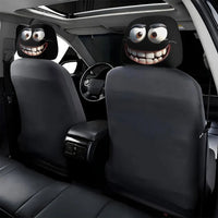 2pcs Smiley Face Printed Car Pillowcase Soft Comfortable Decorative Cushion Cover Auto Seat Headrest Washable Polyester Fabric