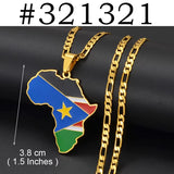 Anniyo 3.8CM Hip-hop South Sudan/Côte d'Ivoire/South Africa Map Flag and Africa Pendant Necklaces for Women Men Jewelry #321321