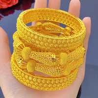 XUHUANG Dubai African Luxury Gold Color Bangles 24K Jewelry Engagement For Women Bridal Wedding Bracelets Trend Jewellery Gifts