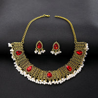 Luxury Elegant Crystal Wedding Jewelry Set Women Vintage Water Drop Earring Necklace Set Indian Gold Color Bijoux Bride Gift