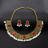 Luxury Elegant Crystal Wedding Jewelry Set Women Vintage Water Drop Earring Necklace Set Indian Gold Color Bijoux Bride Gift