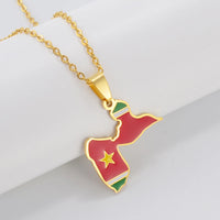 Anniyo France Guadeloupe Map Flag Pendants Necklaces for Women Jewelry  @315021
