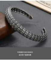 Personality Dragon Scale Bracelet Men's Trend Fashion Retro Chinese Style Reverse Scale Viper Opening Bangles Cuff Jewelry