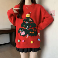 Red Christmas Pullover Sweater For Women In Autumn And Winter 2025 Women's Casual Versatile O Neck Knitted Sweater New Casual