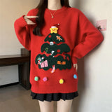 Red Christmas Pullover Sweater For Women In Autumn And Winter 2025 Women's Casual Versatile O Neck Knitted Sweater New Casual