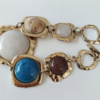 2025 New Indian Ethnic Vintage Bracelet Women Fashion Boho Statement Charm Metal Hollow Links Resin Stone Bracelets Jewelry